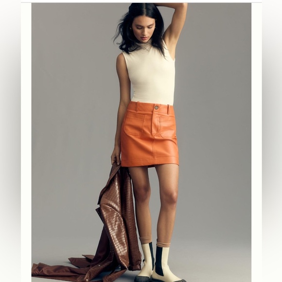 MAEVE By Anthropologie| BNWT The Colette faux leather mini skirt | size medium - Picture 1 of 9